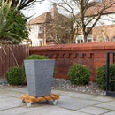 30cm Heavy Duty Round Wooden Garden Plant Pot Flower Stand on Wheels