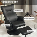HOMCOM Swivel Recliner Chair with Footstool and Adjustable Back, Black