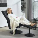 HOMCOM Swivel Recliner Chair with Footstool and Adjustable Back, Black