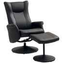 HOMCOM Swivel Recliner Chair with Footstool and Adjustable Back, Black