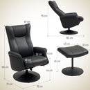 HOMCOM Swivel Recliner Chair with Footstool and Adjustable Back, Black