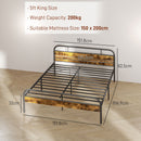 HOMCOM King Bed Frame With Headboard, No Box Spring Needed, Rustic Brown