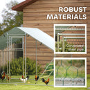 PawHut Walk In Chicken Run W/ Cover, Hanging Feeder, Perch, For 6-8 Poultry