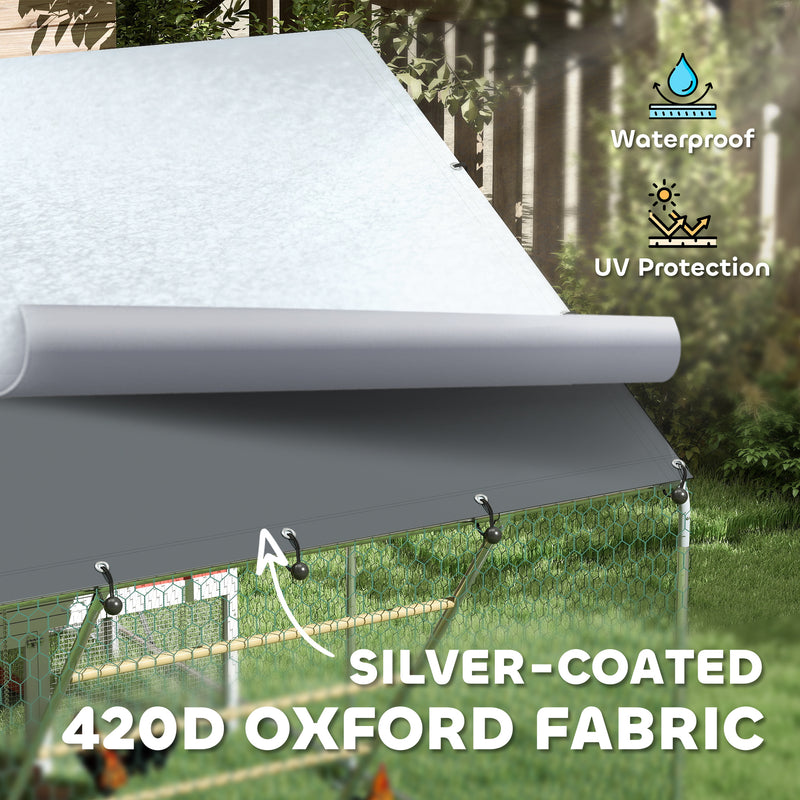 PawHut Walk In Chicken Run W/ Cover, Hanging Feeder, Perch, For 6-8 Poultry