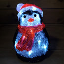 20cm Battery Operated Light up Acrylic Christmas Penguin Decoration with 16 Ice White LEDs