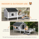 PawHut Wooden Dog House w/ Porch, Water-resistant Roof, for S M Dogs, Grey