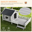 PawHut Wooden Dog House w/ Porch, Water-resistant Roof, for S M Dogs, Grey