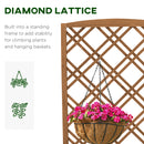 Outsunny Wooden Planter with Trellis, Raised Bed for Garden, Brown