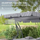 Outsunny 2-in-1 Garden Swing Chair For 3 Person W/ Adjustable Canopy, Grey