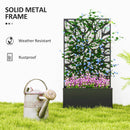 Outsunny Metal Raised Garden Bed with Trellis, Outdoor Elevated Planter Box