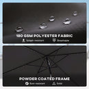 Outsunny 3 x 2 m Garden Parasol Umbrella with Light, Outdoor Patio Umbrella