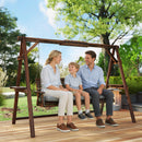 Outsunny 3 Seater Wooden Garden Swing Seat Chair With Side Trays And Cushion