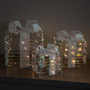 30cm Set of 3 Battery Operated Light up Star Shimmer Christmas Parcels with 90 Warm White LEDs
