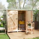Outsunny Garden Storage Shed Tool Organizer W/ Table, 140x75x157cm, Natural