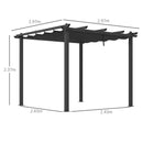 Outsunny Aluminium Pergola with Retractable Roof, Garden Gazebo Canopy