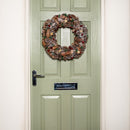 50cm Hanging Christmas YuleFest Wreath with Red Baubles & Snow Tipped Pine Cones