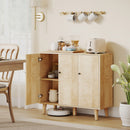 HOMCOM Vintage Sideboard Cabinet with 3 Chevron Doors, Natural Wood Finish