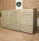 2.02m x 1.22m Large Wooden Outdoor Garden Triple Wheelie Bin Store Storage for 3 Bins