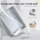PawHut Stainless Steel Cat Litter Box with High Sides