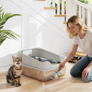 PawHut Stainless Steel Cat Litter Box with High Sides