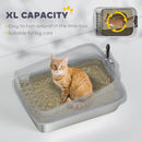 PawHut Stainless Steel Cat Litter Box with High Sides