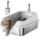 PawHut Stainless Steel Cat Litter Box with High Sides