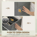 HOMCOM Kitchen Cupboard Storage Cabinet Push Open Doors and Drawers, Grey