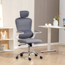 HOMCOM High Back Mesh Computer Desk Chair With Lumbar Support, Charcoal Grey
