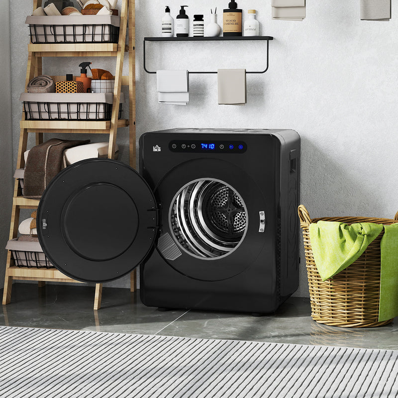 HOMCOM 4kg Portable Vented Tumble Dryer Machine with Timer, 6 Heat Settings