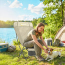 Outsunny Camping Chair Portable With Side Pocket Khaki