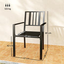 Outsunny 4 PCs Stackable Outdoor Garden Chairs with Metal Slatted Design, Black