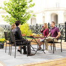 Outsunny 4 PCs Stackable Outdoor Garden Chairs with Metal Slatted Design, Black