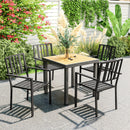 Outsunny 4 PCs Stackable Outdoor Garden Chairs with Metal Slatted Design, Black