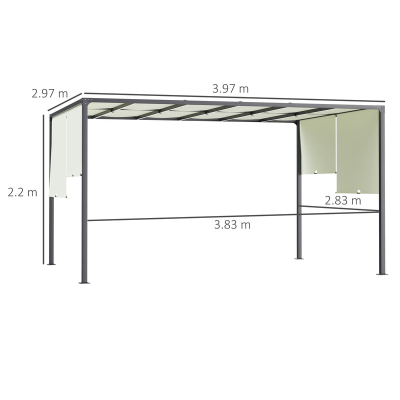 Outsunny 3 x 4m utdoor Garden Pergola with LED Lights Cream White