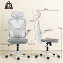 HOMCOM Ergonomic Office Chair, Computer Chair with Foldable Backrest, Grey