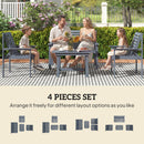 Outsunny 4 Seater Garden Furniture Sofa Set with Curved Seat, Grey