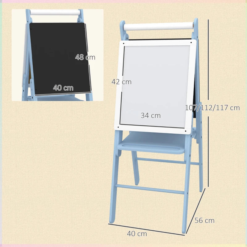 AIYAPLAY Easel with Paper Roll, Whiteboard & Blackboard