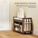 HOMCOM Shoe Bench Cushioned Seat 100 cm Dark Brown and Cream