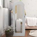 AIYAPLAY Kids Cloth Rail With Storage Shelf, Boxes, Mirror For Bedroom