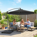 Outsunny 3(m) Banana Parasol Cantilever Umbrella Garden W/ Base Weights