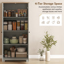 HOMCOM 172cm Wooden Storage Cabinet Cupboard With 4 Shelves Grey