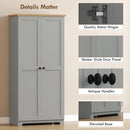 HOMCOM 172cm Wooden Storage Cabinet Cupboard With 4 Shelves Grey