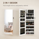 HOMCOM Door Hanging or Wall Mounted Jewellery Cabinet w/ Mirror Lining