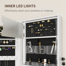 HOMCOM Door Hanging or Wall Mounted Jewellery Cabinet w/ Mirror Lining