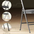 HOMCOM Folding Chairs Set of 4 with Cushioned Seat, Steel Frame, Grey