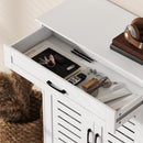 HOMCOM Modern Shoe Storage Cabinet with Louvered Doors and Drawer, White