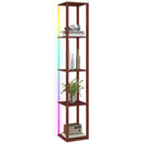 HOMCOM RGB LED Floor Lamp with Shelves and Remote Control for Bedroom