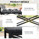 Outsunny Outdoor Coffee Table, PE Rattan Side Table w/ Plastic Board, Black