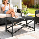 Outsunny Outdoor Coffee Table, PE Rattan Side Table w/ Plastic Board, Black