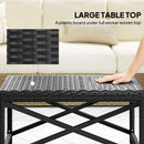 Outsunny Outdoor Coffee Table, PE Rattan Side Table w/ Plastic Board, Black